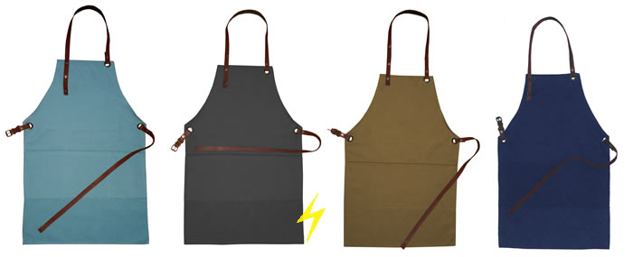 Mandiles con tirantes de cuero